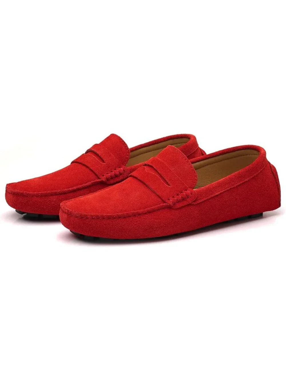 🆕Men's Red Suede Penny Loafers Slip-On Comfort Casual Shoes for Business